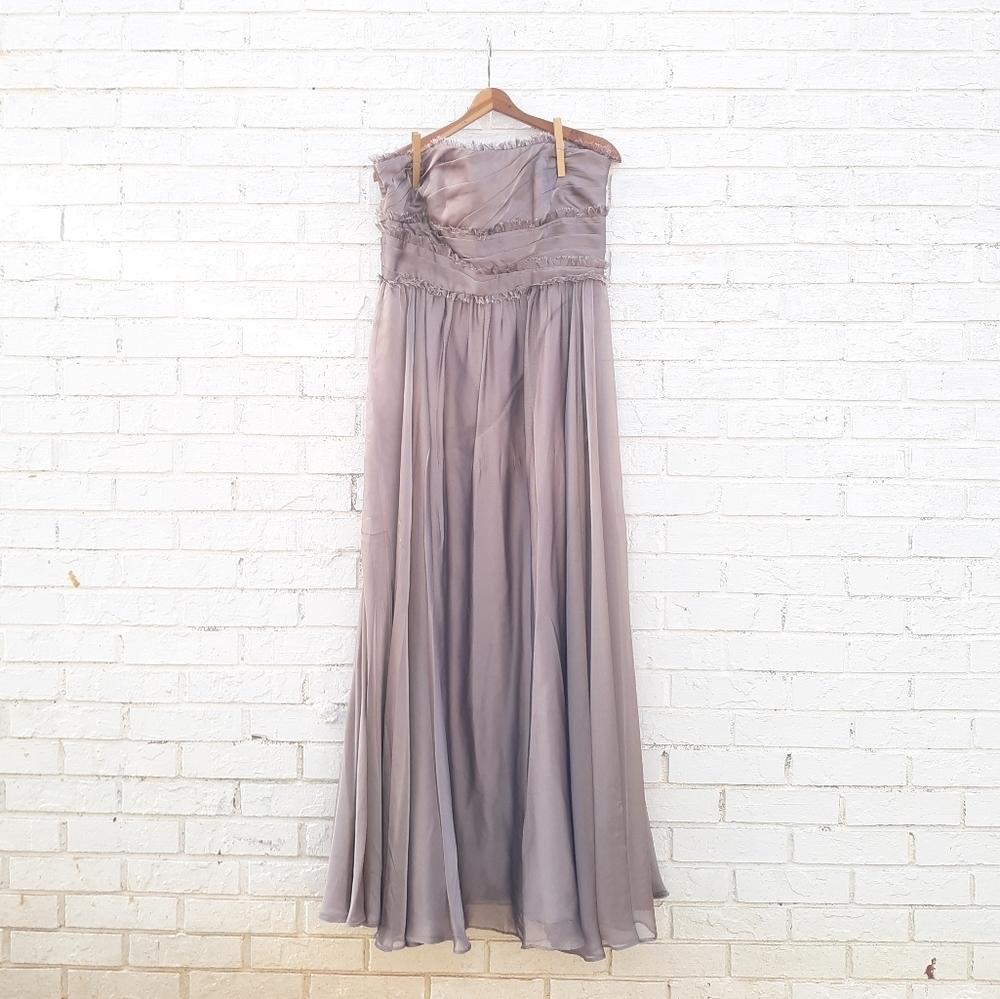 Monique Lhuillier Bridesmaids Dress Taupe Gray